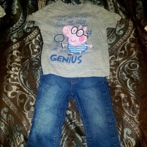 🐷💝Pepa pig shirt & blue jean